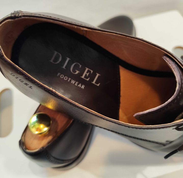 Pantofi derby 42 42.5 43 plain toe DIGEL piele naturala moale maro