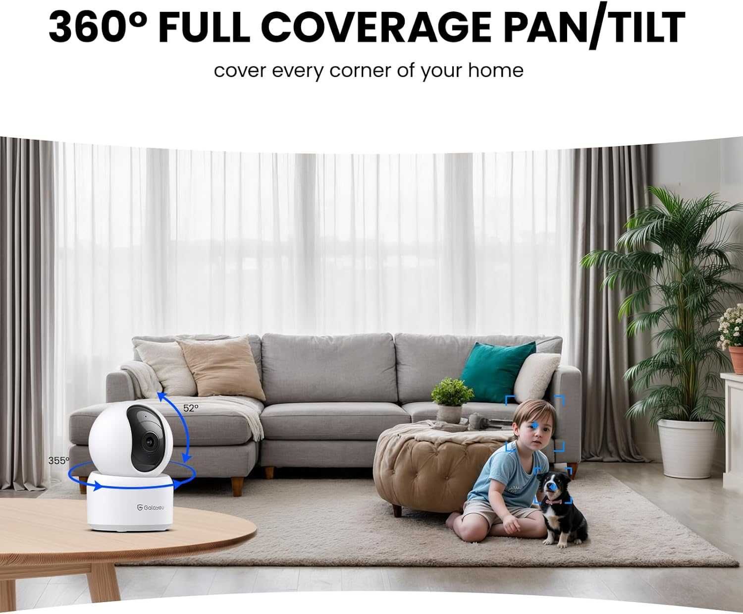 НОВA! Вътрешна камера за видеонаблюдение, 3K (5MP) WiFi, Alexa