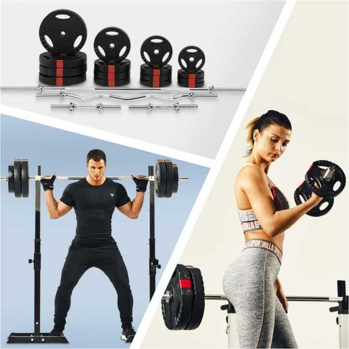 Pachet complet bară piept+ bară z+ gantere+ discuri cu grip 100 kg