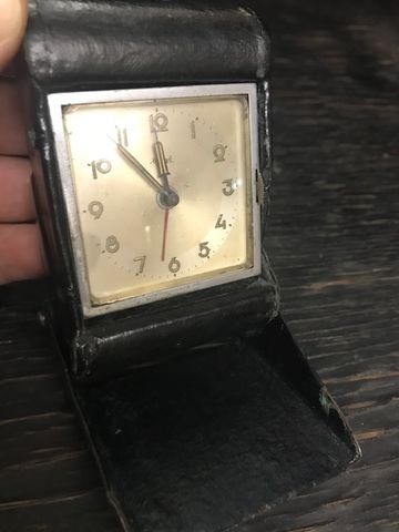 Ceas vintage Kienzle de voiaj cu portofel piele, foarte vechi