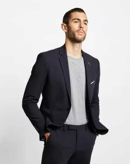 Sacou blazer slim 48 M premium Cinque lana tesatura fina navy