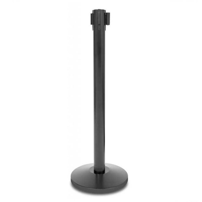 Stalp delimitare otel negru, banda rosie, 235cm