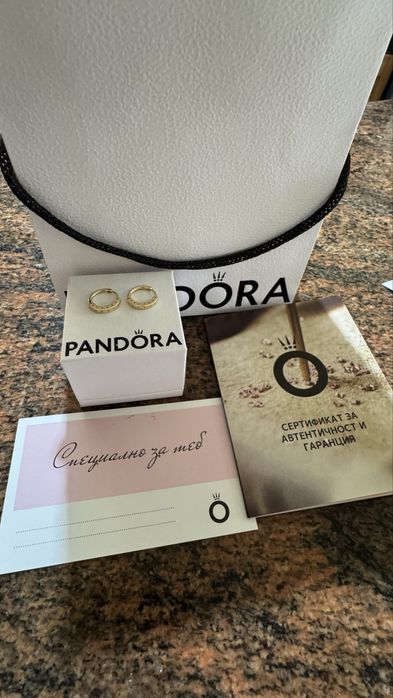 Оригинални златни 14 карата обеци Pandora