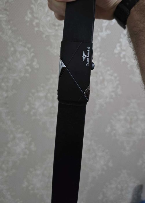 Луксозен мъжки колан с автоматична катарама Cabor Kunkel –черен дизайн