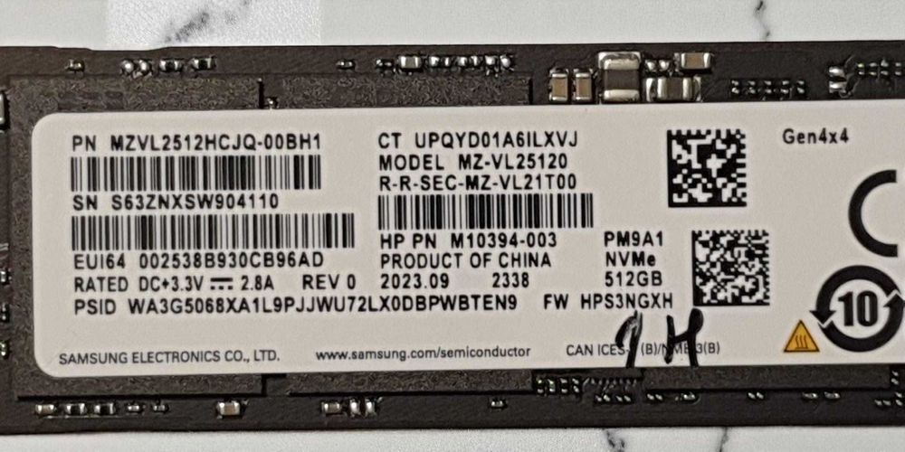 SSD 512GB NVme Samsung, Garantie 1 an