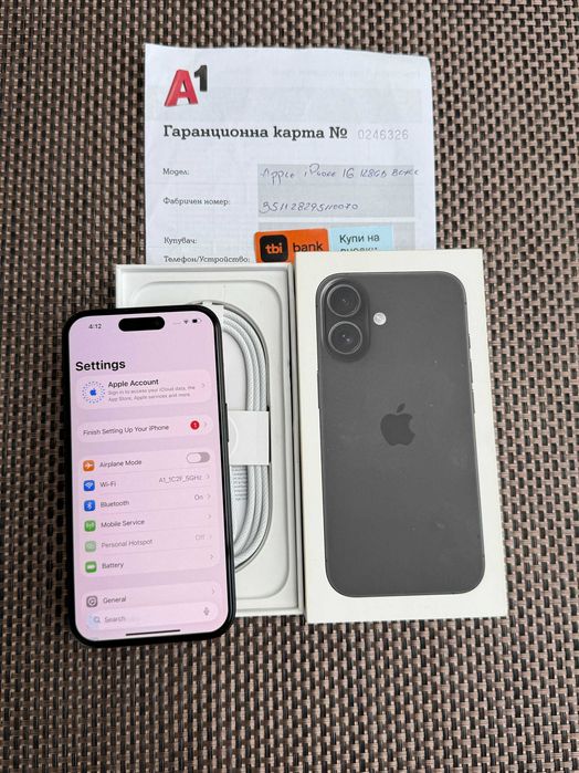 24М ГАР  iPhone 16 128Gb  Лизинг от 48лв/м 100% Батерия  Black