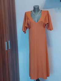 Rochie Zara,midi,caramizie,S