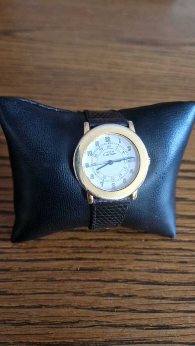 Ceas lux vintage ,,must de Cartier"ronde,aur vermeil,quartz,original