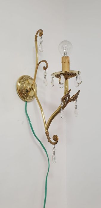 Accesoriu decorațiune aplica perete alama cristal Franța 1930