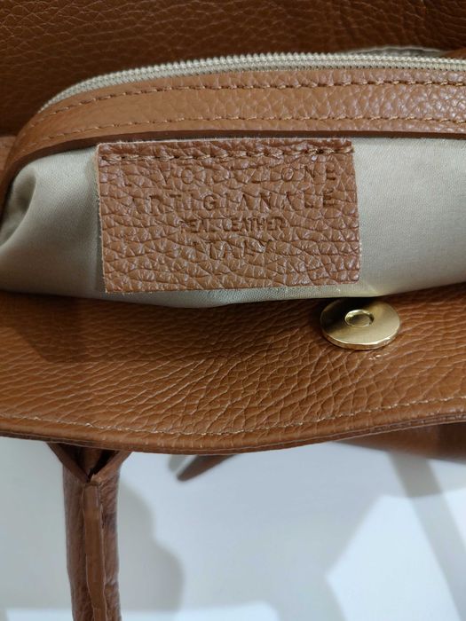 Geanta piele, maro, noua