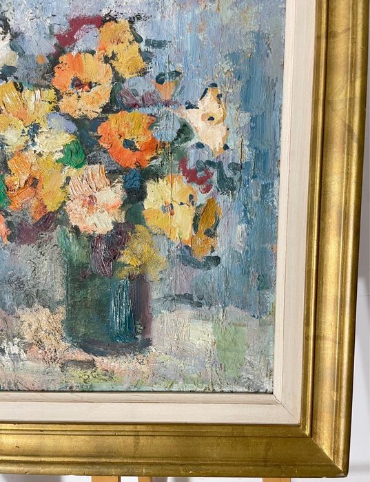 Tablou Original, Vază cu Flori, Semnat Ulei pe Pânză, Postimpresionist