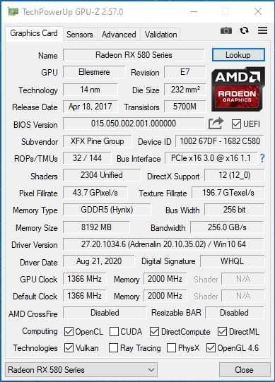 Placa video gaming XFX RX 580 8Gb la cutie