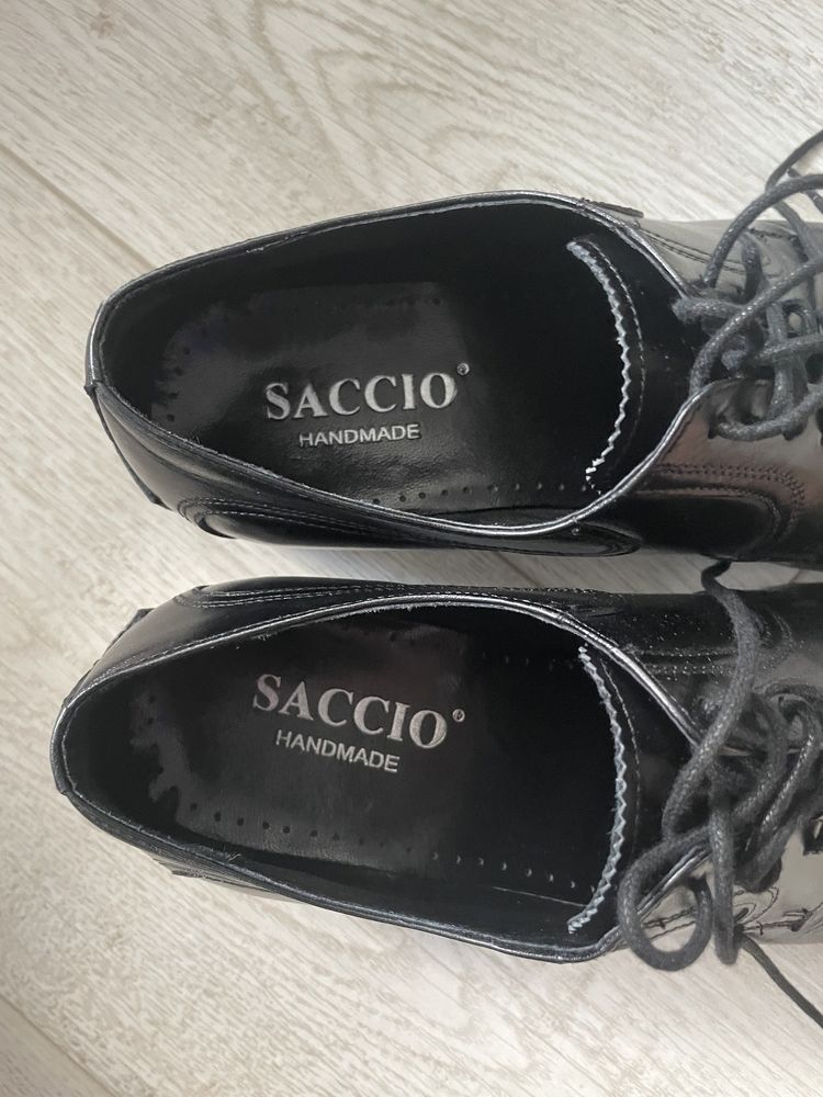 Pantofi piele neagră Saccio