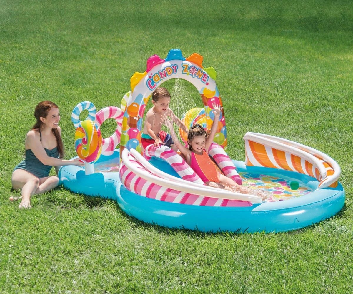 Детски Надуваем център за игра с пързалка Бонбонландия INTEX Candy Zon