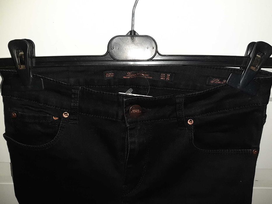 Blugi zara women cu logouri bronz negri