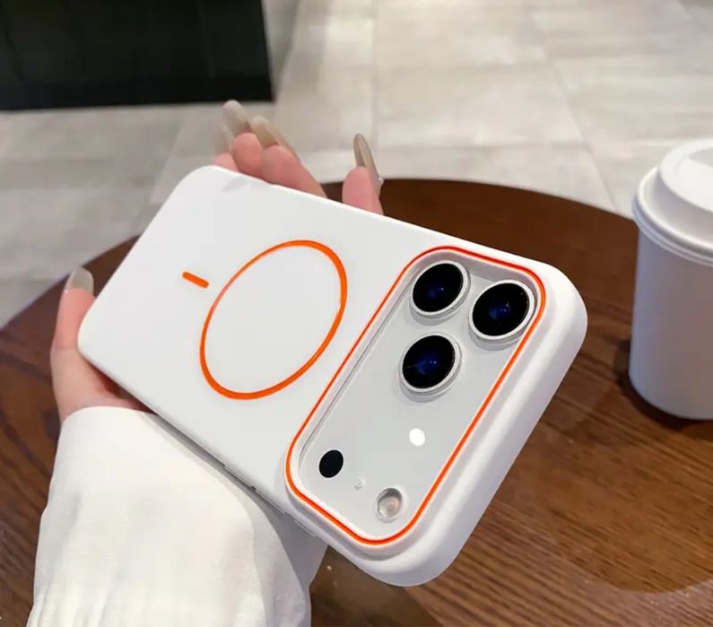 Iphone 17 PRO 17 PRO MAX - Husa MagSafe Alba Orange Line