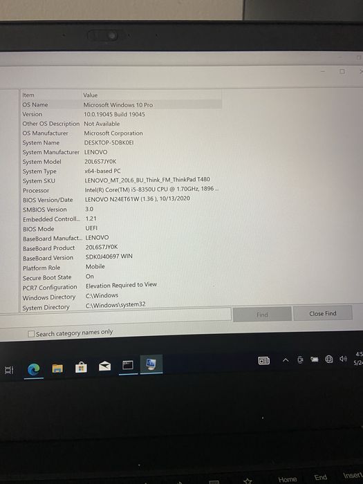 Lenovo ThinkPad T480 I5Touchscreen