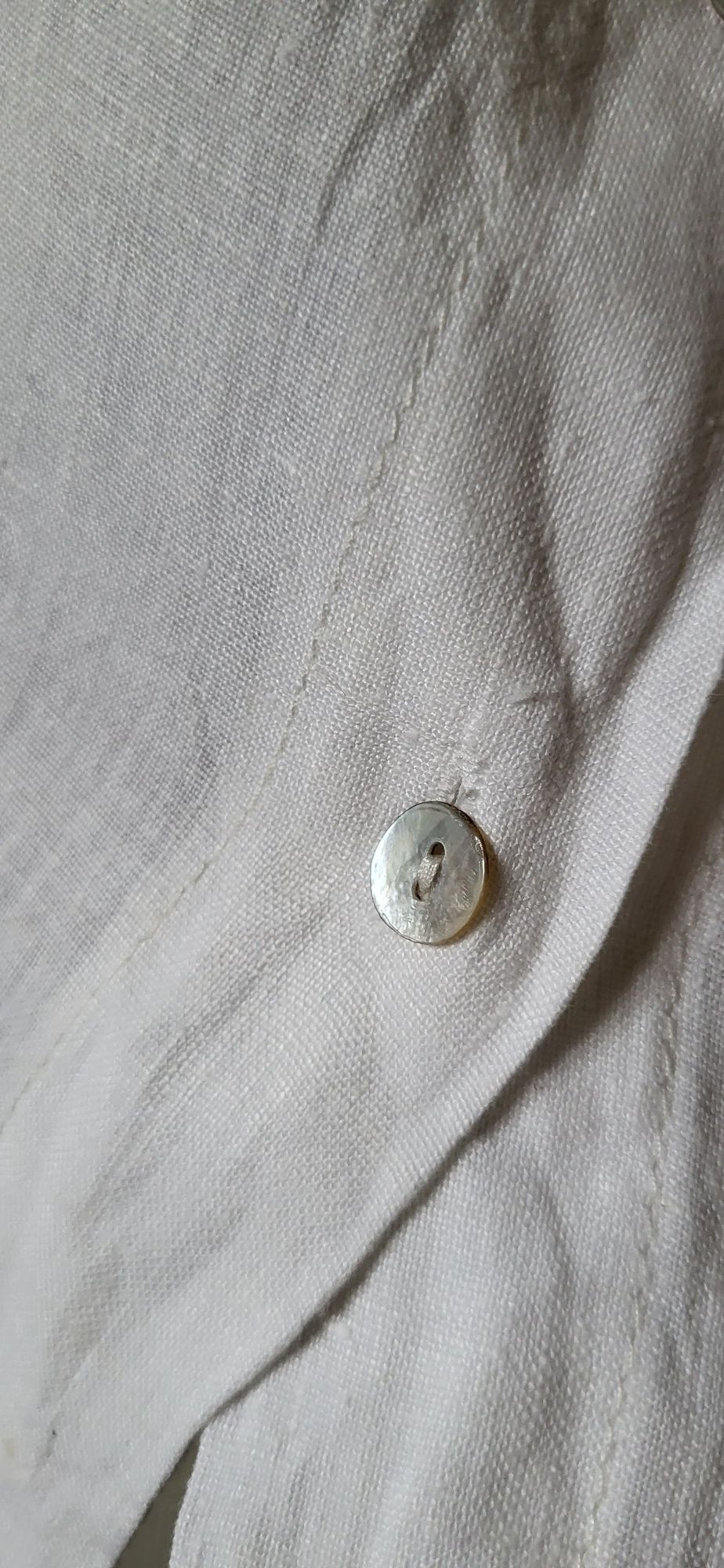 Camasa bluza alba din in, Italia, nasturi sidef