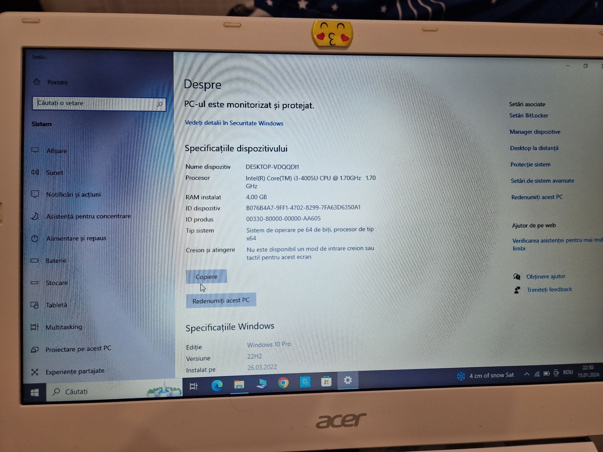 Doar azi.Laptop Acer i3 -4G-RAM ;  500-HDD  perfec funțional