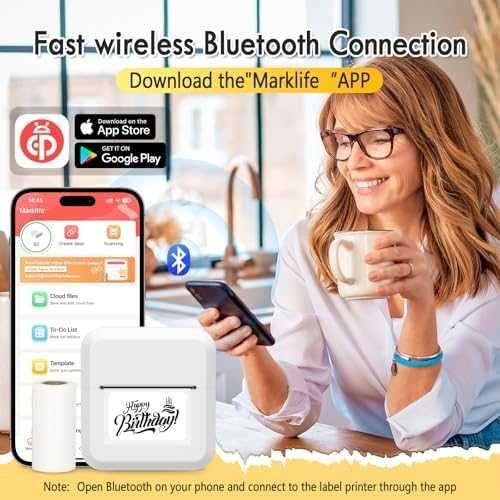 Нов Bluetooth Мини Принтер Етикети 50x30 мм Без Мастило S2 за телефон