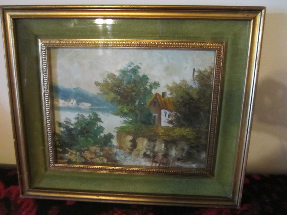 Tablou an ulei  cu rama dubla foarte frumos