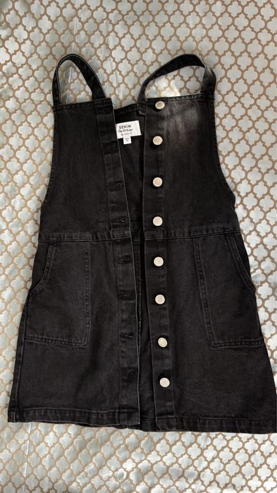Черный джинсовый сарафан/полукомбинезон
