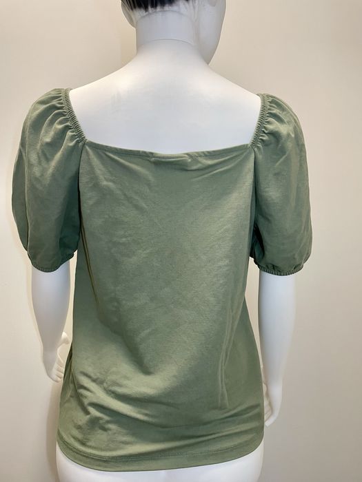 H&M Tricou verde cu maneci bufante Marime S/36