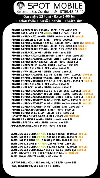 ‼️Telefoane iPhone&Samsung – Garanție 12 luni + Accesorii Cadou