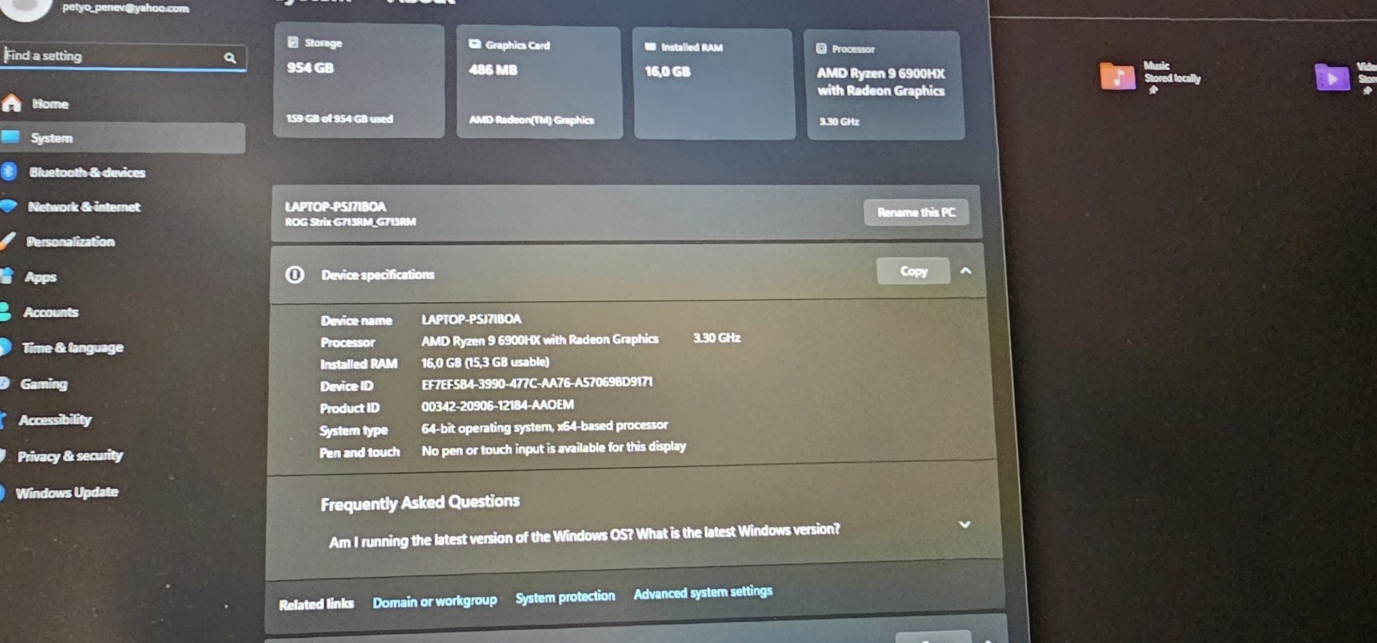 Gaming laptop Геймърски лаптоп Asus ROG Strix G713RM 17.3 инча