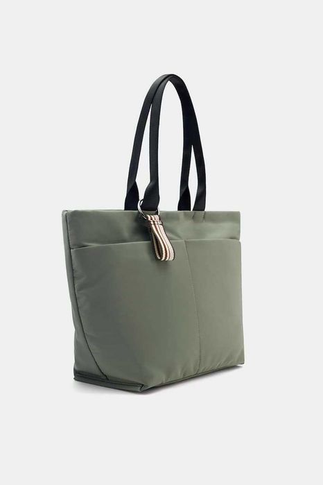Дамска чанта с две отделения Pull&Bear, 30x42x14.5 см, Каки