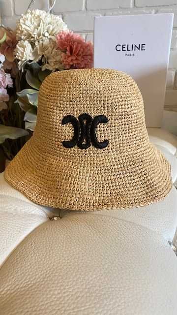 Шапка Селин*Celine Triomphe Raffia bucket hat original