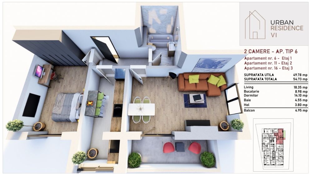 Apartament 2 camere bloc nou in constructie