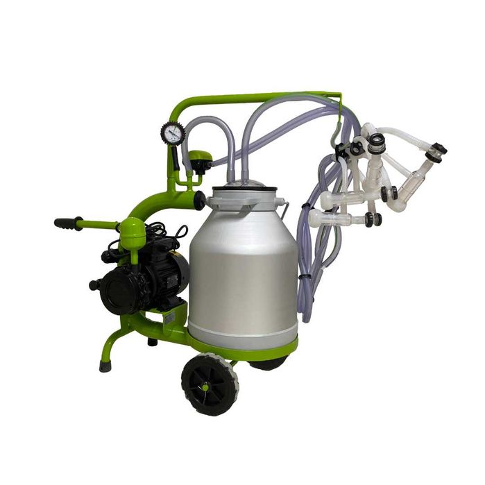 Aparat de muls oi, 2 posturi, 1 bidon 30l aluminiu, pahare plastic