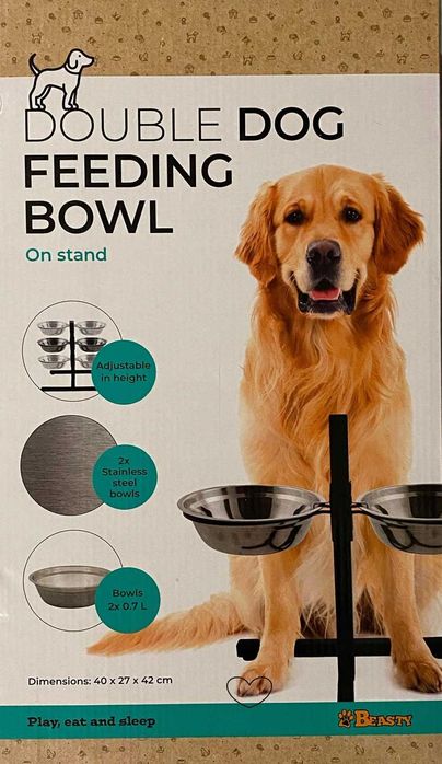 Акция! Двоѝна купа за хранене за кучета/котки НА ПОСТАВКА
