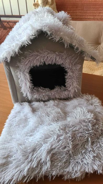 Căsuță pufoasa / culcus de lux Câini și Pisici L 46x37x45