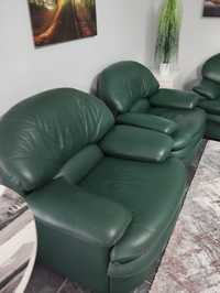 Set canapea fixă plus două fotolii verdele inchis