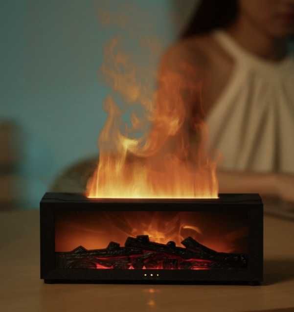 Премиум аромадиффузор «Камин» — эффект огня, RGB свет и пульт
