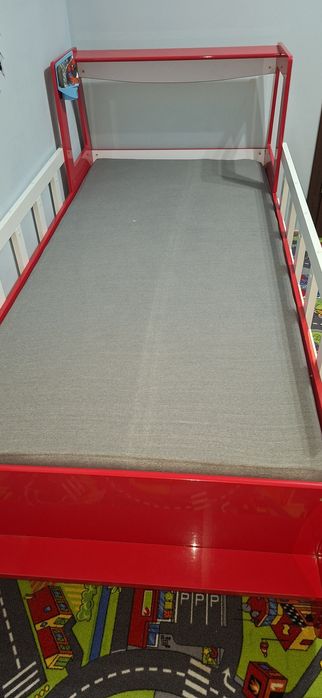 Pat  copii dormitor saltea  masina de pompieri