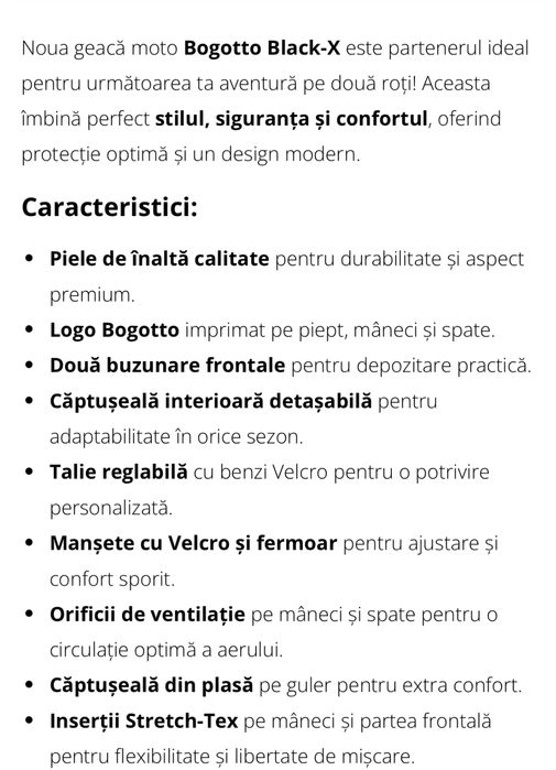 Geaca moto piele Bogotto Black-x