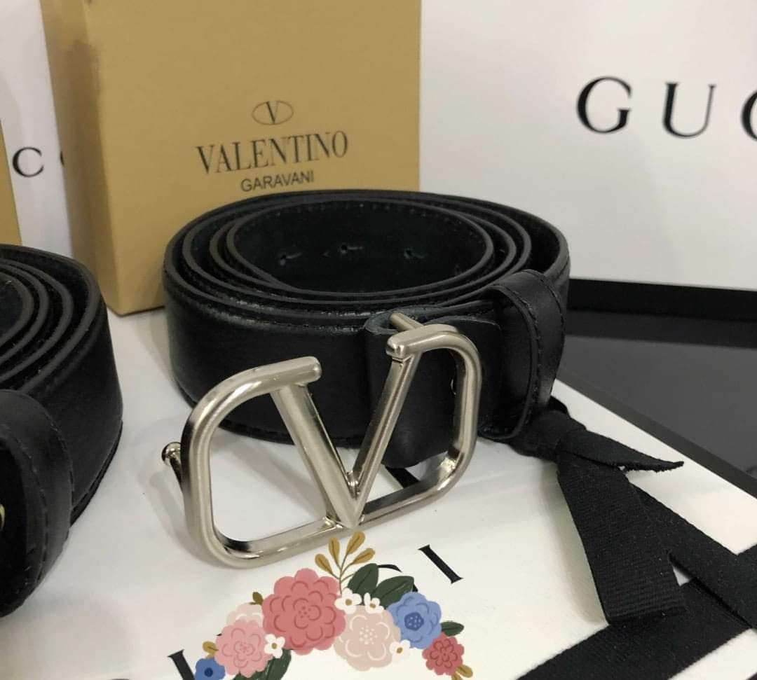 Curele Valentino unisex import Italia logo metalic auriu/argintiu/Ital