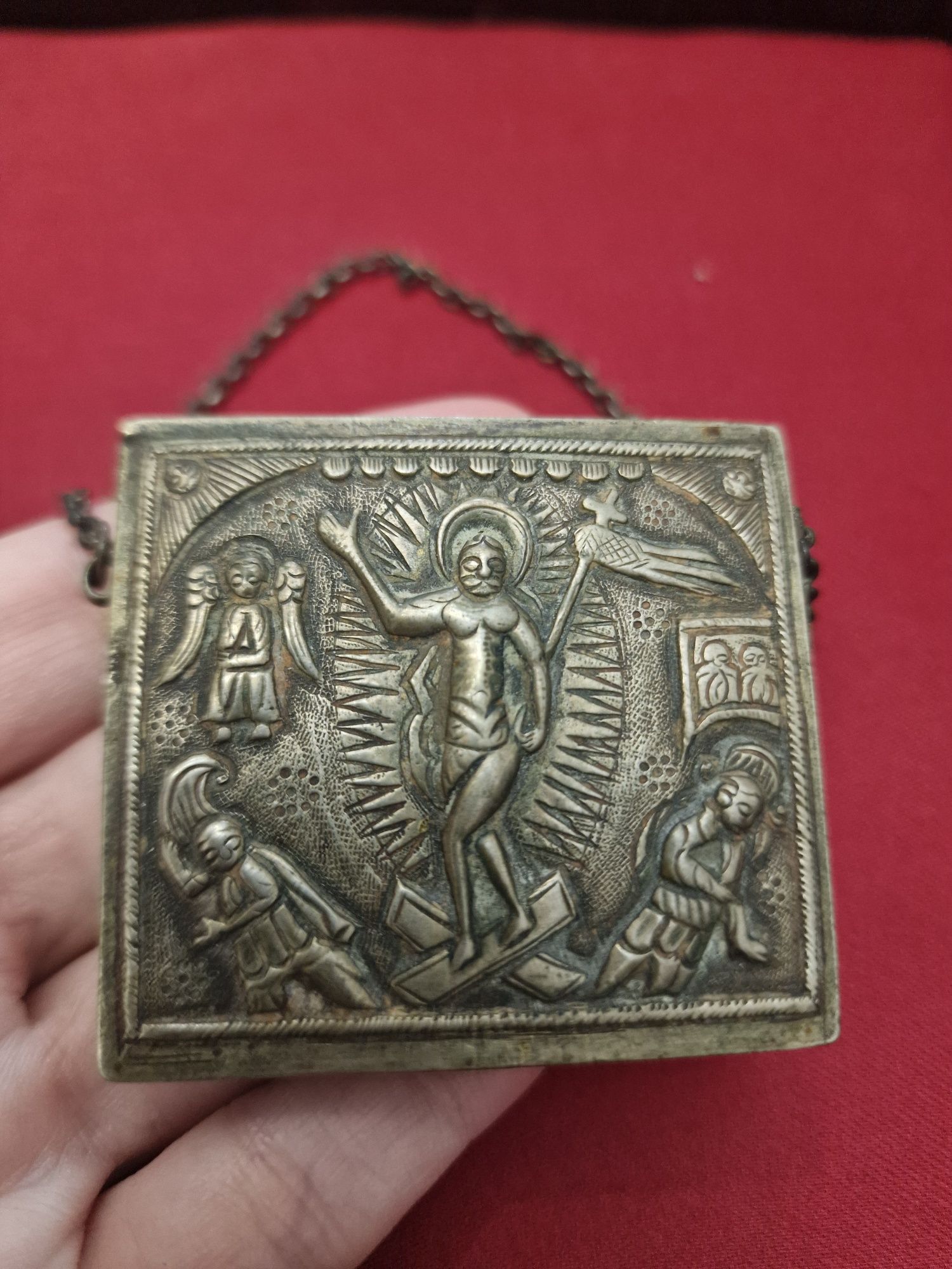Icoana argint veche romaneasca relicvar pentru moaste sau mir