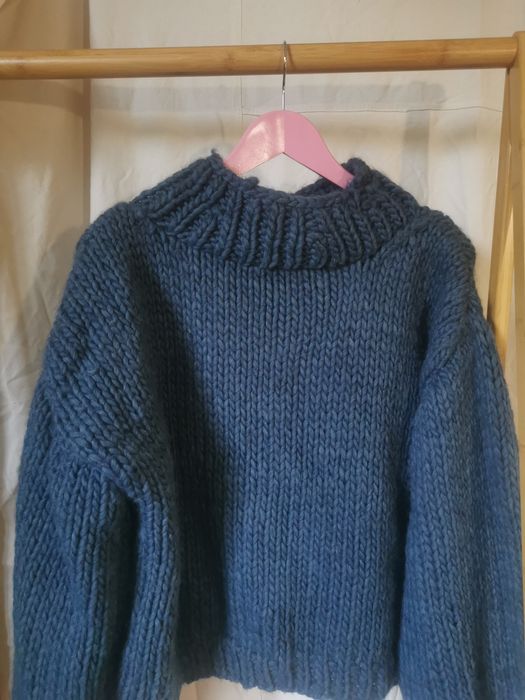 pulover tricotat manual cu lana oversize, chunky, calduros