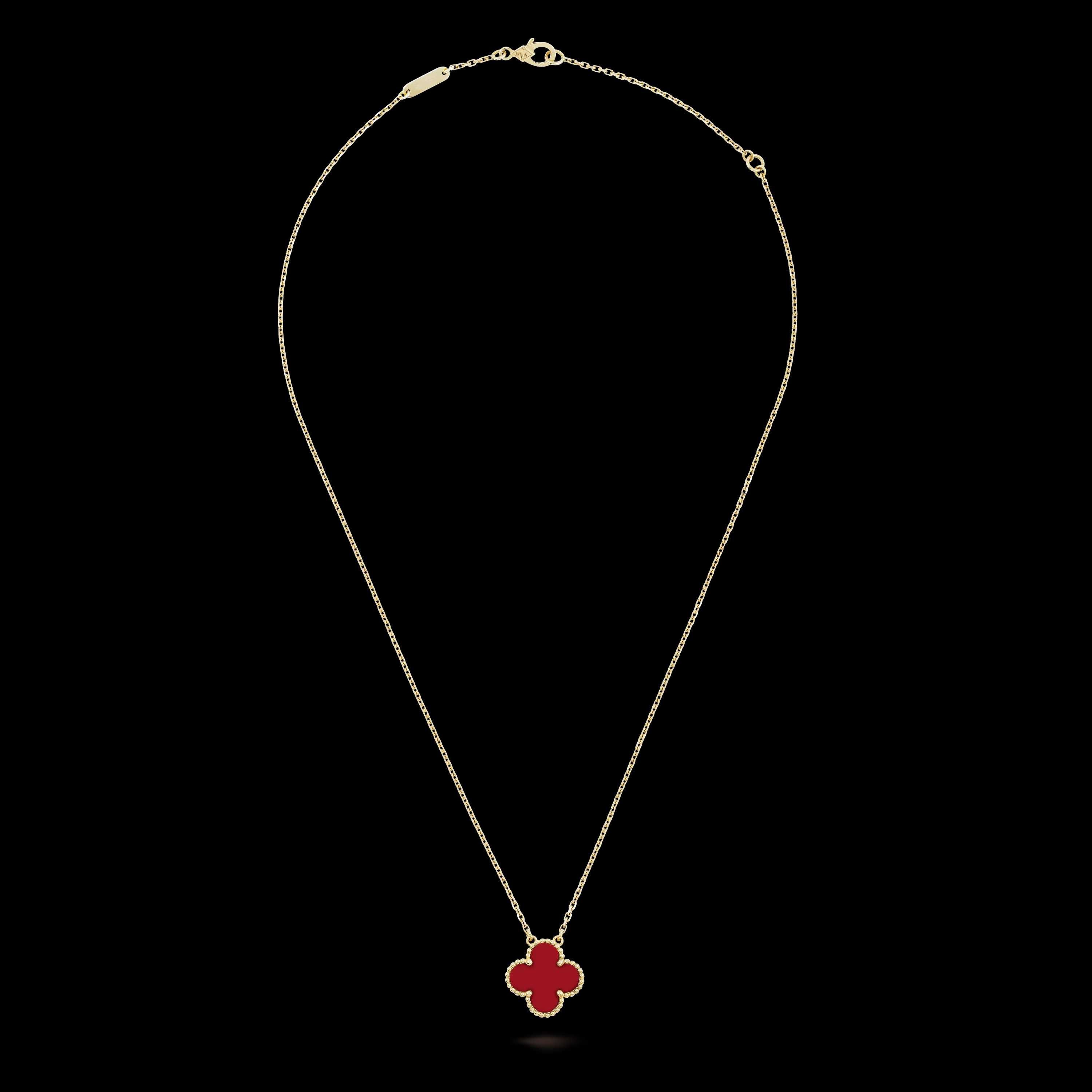 Van Cleef & Arpels VCA Rose Gold Red 1 Alhambra Clover Дамско Колие