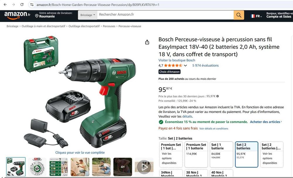 Filetanta cu percuție Bosch EasyImpact 18V-40, fără fir
