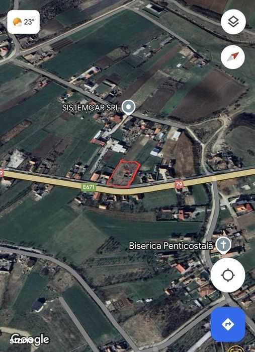Teren Intravilan 1907 mp, casa la rosu, LES la Sosea E671