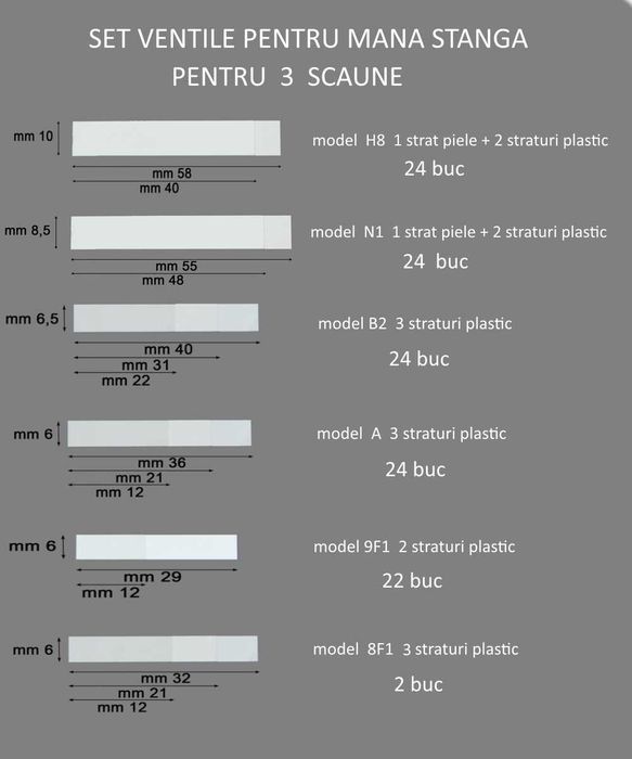 Vand set ventile basi 3 scaune  - Italia