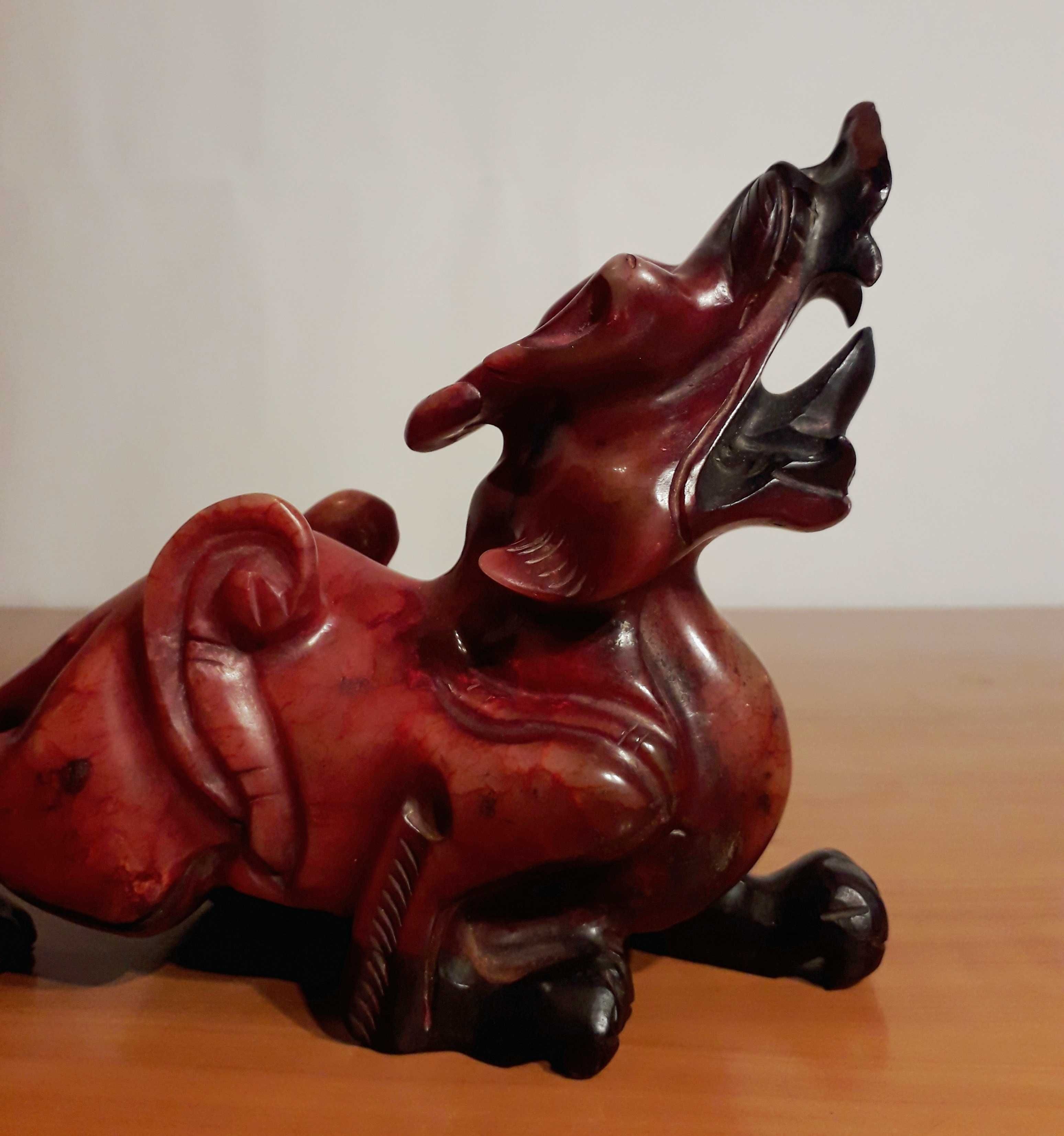 Statueta asiatica Feng Shui pt Afaceri |Dragonul Pi Xie | jad vechi