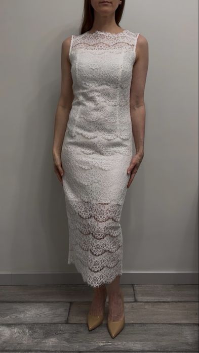 Платье на новый год корпоратив (цвет молочный, кружево, нежное)