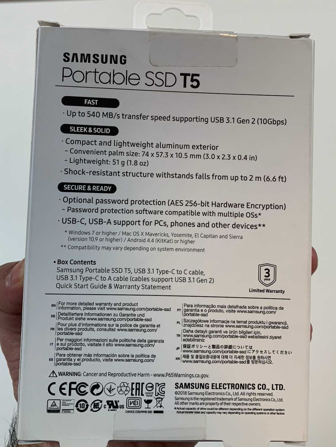 SSD extern Samsung T5 1TB | USB 3.1 Gen 2 | Stare excelenta