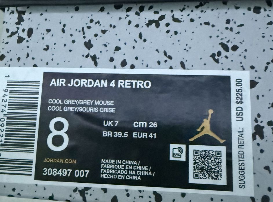 Nike Air Jordan 4 Retro Cool Grey – mărimea 41, noi, cu cutie